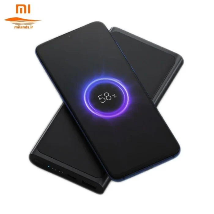 شارژ وایرلس پاوربانک وایرلس ۱۰۰۰۰ میلی آمپر ساعت شیائومی مدل PLM11ZM