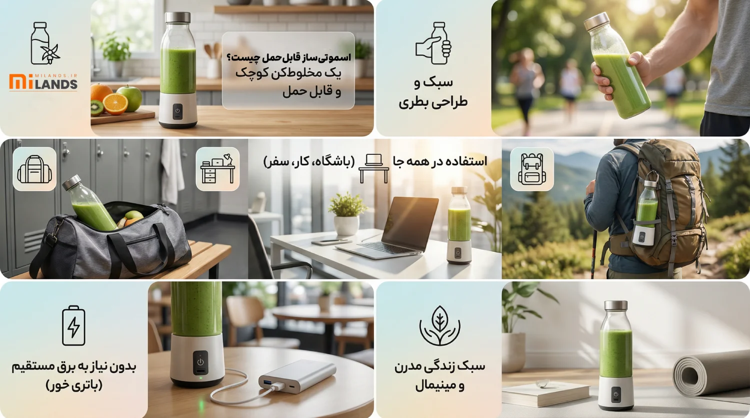 Smoothie maker types guide – MiLands (3) اسموتیساز قابلحمل؛ همراه سبک زندگی پرتحرک