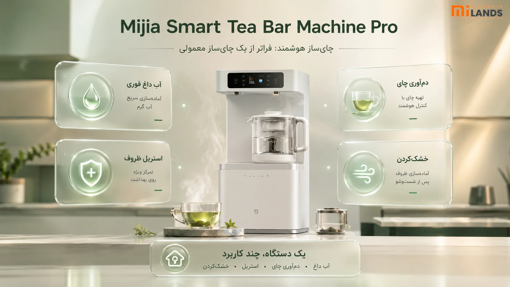 Mijia Smart Tea Bar Pro – MiLands (1) شیائومی Mijia Smart Tea Bar Machine Pro؛ یک چایساز هوشمند فراتر از انتظار