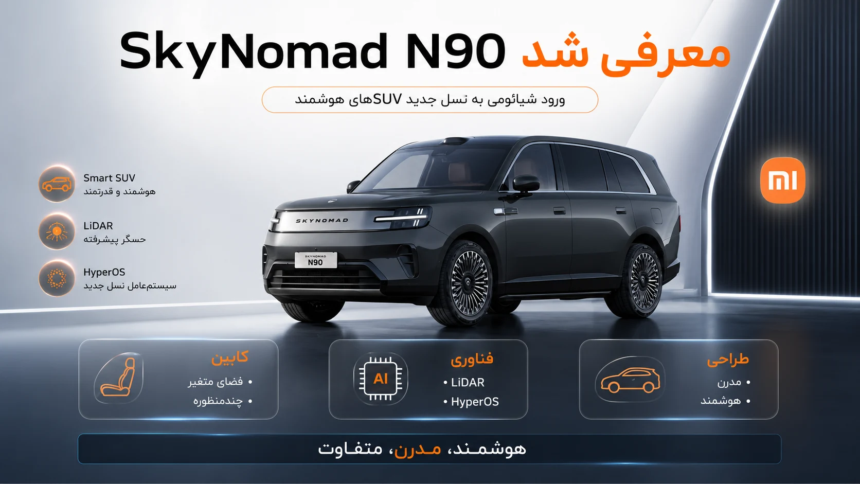 شیائومی با SkyNomad N90 رسماً وارد دنیای شاسی‌بلندهای هوشمند شد