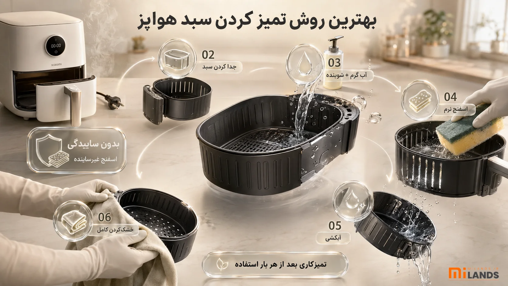 بهترین روش تمیز کردن سبد هواپز